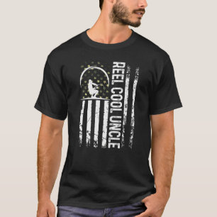 Mens Patriotic Flag Reel Cool Uncle For Daddy Husb T-shirt