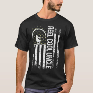 Mens Patriotic Flag Reel Cool Uncle For Daddy Husb T-shirt