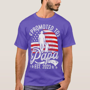 Mens Patriotic Promoted To Papa Est 2023 American T-shirt