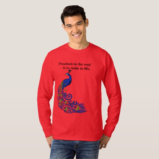 Men's peacock print T-shirt (Voorkant volledig)