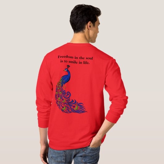 Men's peacock print T-shirt (Achterkant volledig)