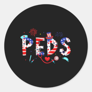 Mens Peds Verpleegster 4 juli Kinderverpleegster B Ronde Sticker