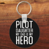 Mens Piloot Dochter Papa Is Held Geschenk Piloten Sleutelhanger (Voorkant)