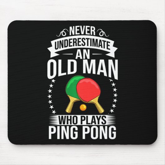 Mens Ping Table Tennis Player Balls Paddle Ga Muismat (Voorkant)