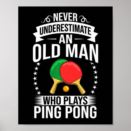 Mens Ping Table Tennis Player Balls Paddle Ga Poster (Voorkant)