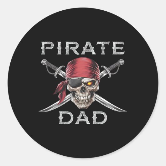 Mens Piraat Vader Ronde Sticker (Voorkant)