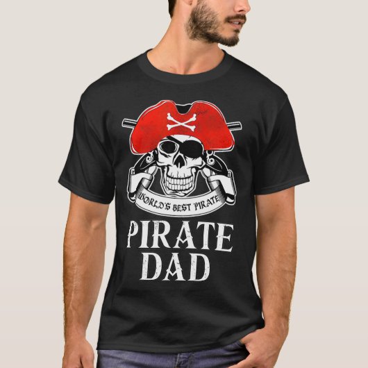 Mens Pirate Dad Shirt Worlds Best Pirate (Voorkant)