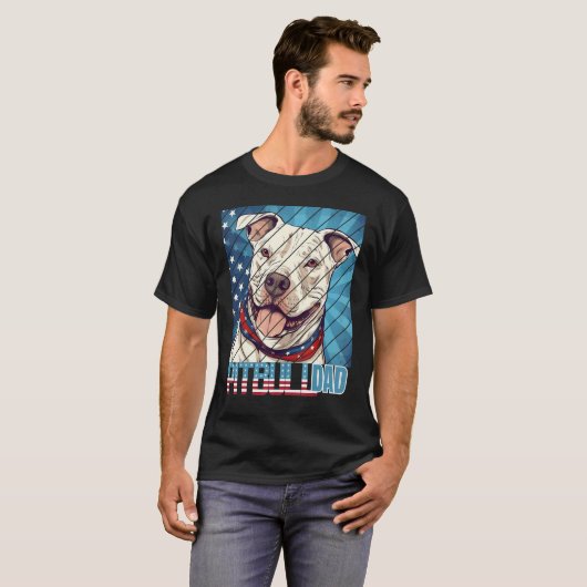 Mens Pit bull pitbul Dad For Men T-shirt (Voorkant volledig)