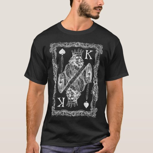Mens Poker Spade King Skeleton King with Sword  T-shirt (Voorkant)