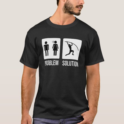 Mens Pole Vault Vaulter Jump Problem Solution T-shirt (Voorkant)