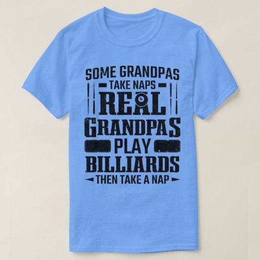 Mens Pool Player Real Grandpas Play Billiards Seni T-shirt (Design voorkant)