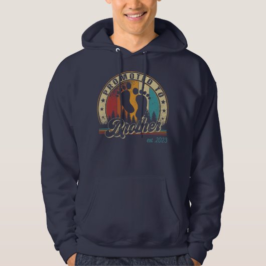 Mens Promoted to Brother Est 2023 First Time Hoodie (Voorkant)