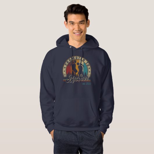Mens Promoted to Brother Est 2023 First Time Hoodie (Voorkant volledig)