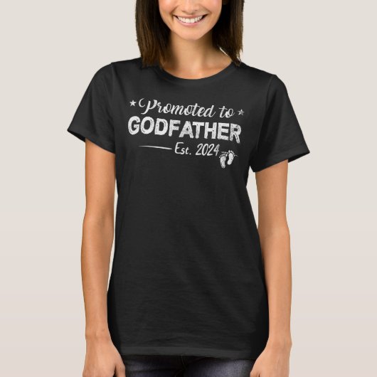 Mens Promoted to Godfather 2024 funny for new dad T-shirt (Voorkant)