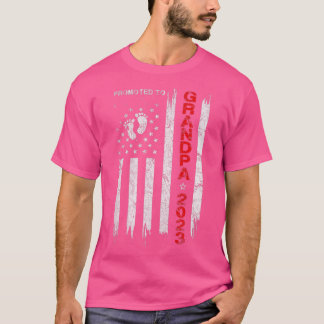 Mens Promoted To Grandpa 2023 Patriotic Flag First T-shirt