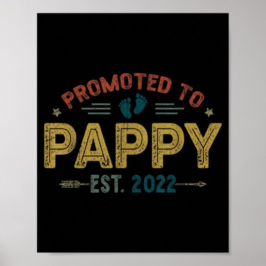 Mens Promoted To Pappy Est 2022 Funny New Pappy  Poster (Voorkant)