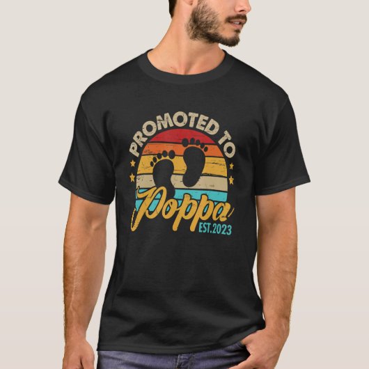 Mens Promoted to Poppa 2023 Father's Day  First Ti T-shirt (Voorkant)