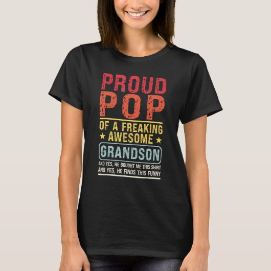 Mens Proud Pop Of A Grandson Pop & Grandson T-shirt (Voorkant)
