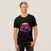 Mens Racende Auto Zwart Tri-Blend Shirt (Voorkant volledig)
