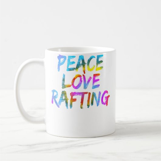Mens Rafting Outfit Spruch Raftingboot Peace Love  Koffiemok (Links)