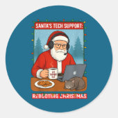 mens Rebooting Santa s Tech Support Ronde Sticker (Voorkant)