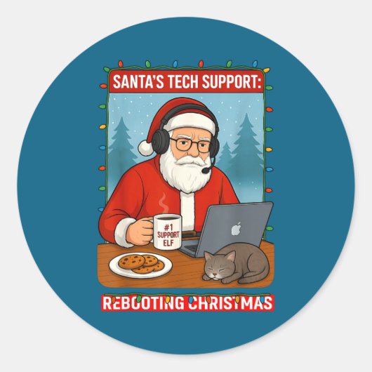 mens Rebooting Santa s Tech Support Ronde Sticker (Voorkant)