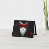 Mens Red Black Tuxedo Verjaardagsfeestje Bedankkaart (Voorkant)