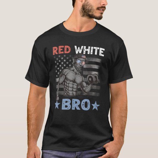 Mens Red White Bro Lincoln  Weightlifting Gym US 4 T-shirt (Voorkant)
