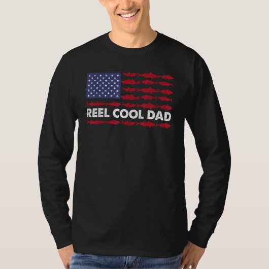 Mens REEL COOL DAD Fishing Father s Day  4th of Ju T-shirt (Voorkant)