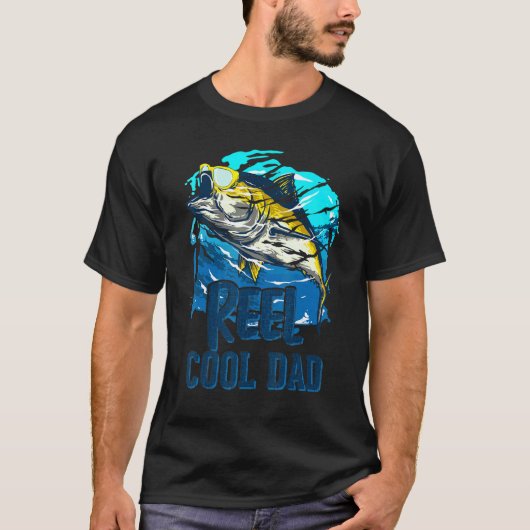 Mens Reel Cool Dad Visbril Vaderdag T-shirt (Voorkant)