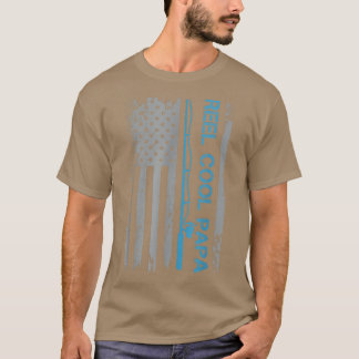 Mens Reel Cool Papa Fishing American Flag Patrioti T-shirt