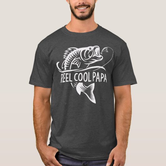 Mens Reel Cool Papa Fishing Dad Father's Day T-shirt (Voorkant)