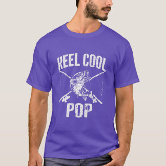 Mens Reel Cool Pop Fishing Fathers Day Grandpa T-shirt