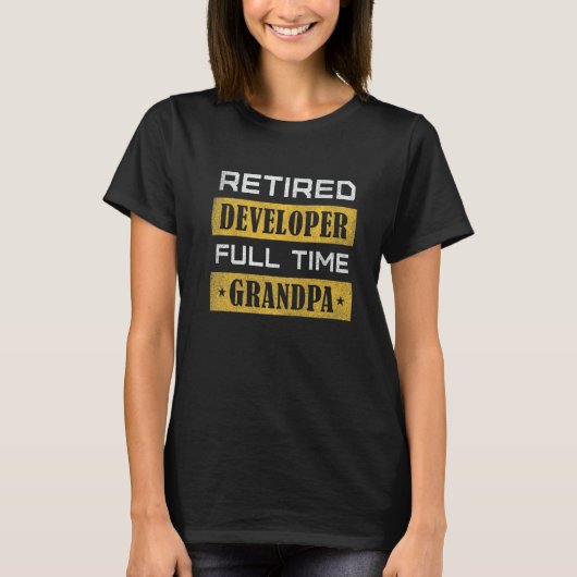 Mens Retired Developer Full Time Grandpa Retiremen T-shirt (Voorkant)
