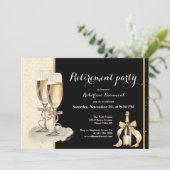 Men's Retirement Gold Black Champagne Party Kaart (Staand voorkant)