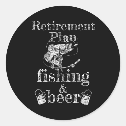 Mens Retirement Plan Fishing and Beer Fisherman Ronde Sticker (Voorkant)