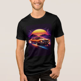 Mens Retro Auto Model Zwarte T-Shirts