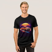 Mens Retro Auto Model Zwarte T-Shirts (Voorkant volledig)