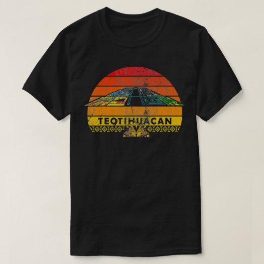 Mens Retro Aztecs Teotihuacan Pyramid of the Sol T-shirt (Design voorkant)