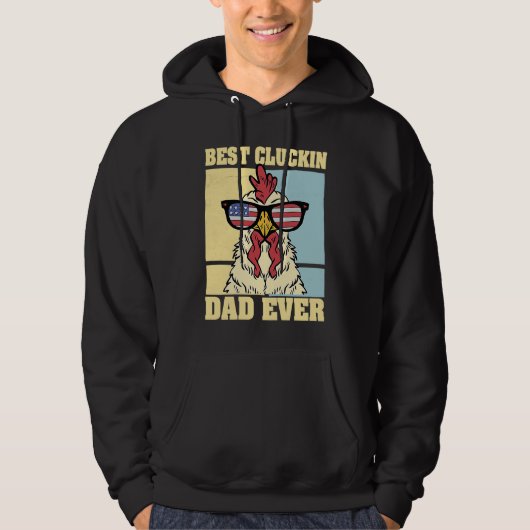 Mens Retro Best Cluckin Dad Ever Chicken Dad Roost Hoodie (Voorkant)