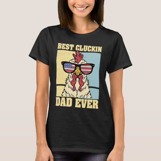 Mens Retro Best Cluckin Dad Ever Chicken Dad Roost T-shirt (Voorkant)