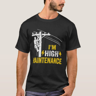 Mens Retro Electrician Lineman Journeyman I'm High T-shirt