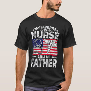 Mens Retro Mannen Mijn Favoriete Verpleegster Noem T-shirt