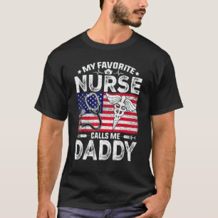 Mens Retro Mannen Mijn Favoriete Verpleegster Noem T-shirt