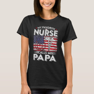 Mens Retro Mijn Favoriete Verpleegster Noemt Me Pa T-shirt