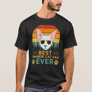 Mens Retro Stijl Beste Siamese Kat Papa Ooit Vader T-shirt
