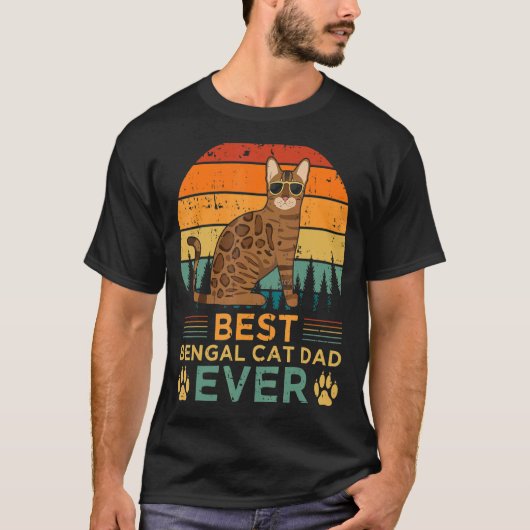 Mens Retro Style Best Bengal Cat Dad Ever Father's T-shirt (Voorkant)