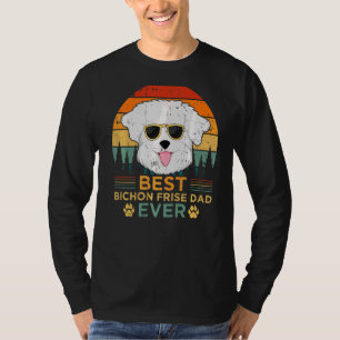 Mens Retro Style Best Bichon Frise Dad Ever Father T-shirt