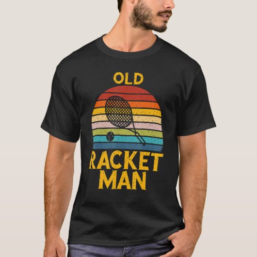 Mens Retro Tennis Lover Old Racket man Tennis Play T-shirt (Voorkant)