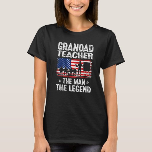 Mens Retro Us Flag Father's Day Grandad Teacher Th T-shirt (Voorkant)